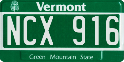 VT license plate NCX916