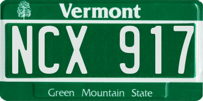 VT license plate NCX917
