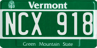VT license plate NCX918