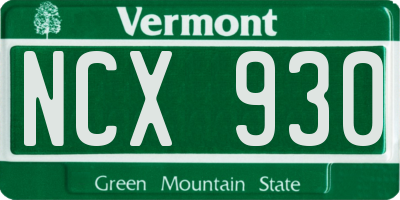 VT license plate NCX930