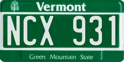 VT license plate NCX931
