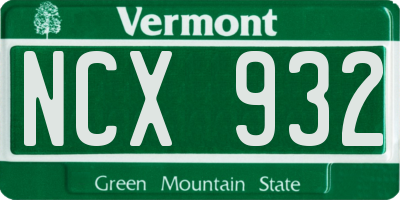 VT license plate NCX932