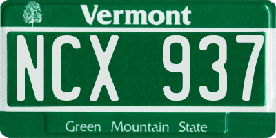 VT license plate NCX937