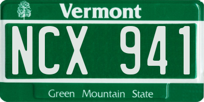 VT license plate NCX941