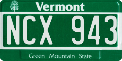 VT license plate NCX943