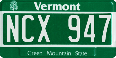 VT license plate NCX947