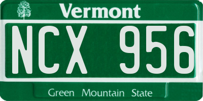 VT license plate NCX956