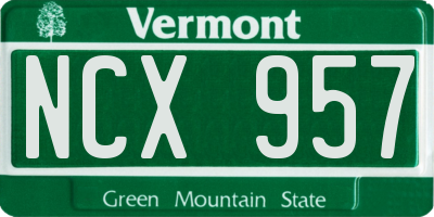 VT license plate NCX957