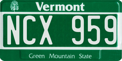 VT license plate NCX959