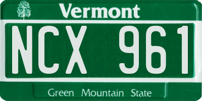 VT license plate NCX961