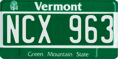 VT license plate NCX963
