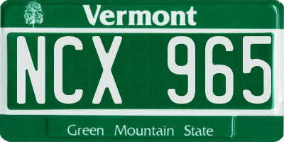 VT license plate NCX965