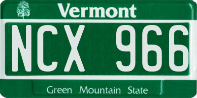 VT license plate NCX966