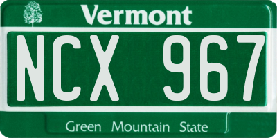 VT license plate NCX967