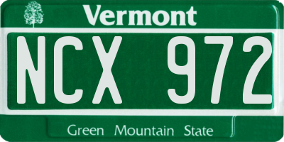 VT license plate NCX972