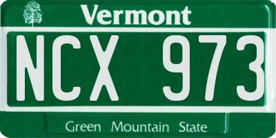 VT license plate NCX973