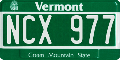 VT license plate NCX977