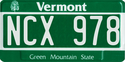 VT license plate NCX978