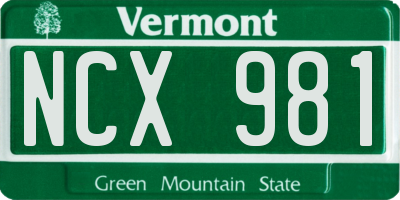 VT license plate NCX981