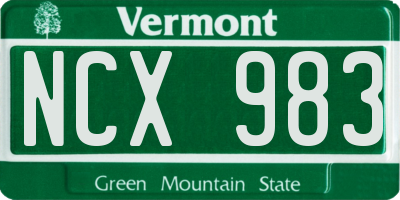 VT license plate NCX983