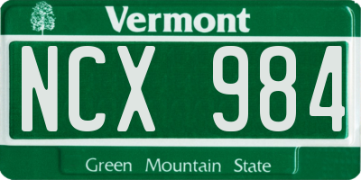 VT license plate NCX984