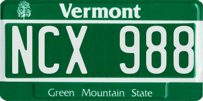 VT license plate NCX988