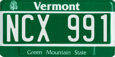 VT license plate NCX991