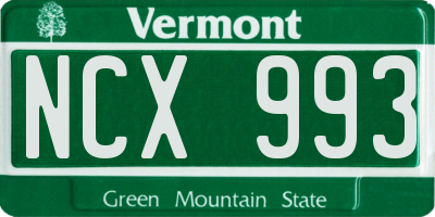VT license plate NCX993