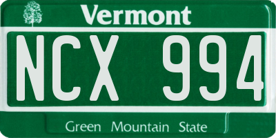 VT license plate NCX994
