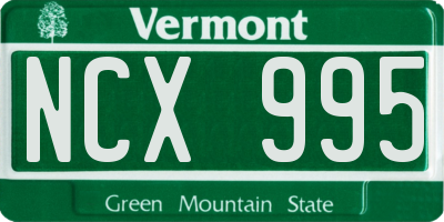 VT license plate NCX995