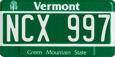 VT license plate NCX997