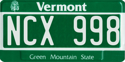 VT license plate NCX998
