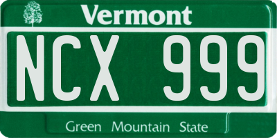 VT license plate NCX999