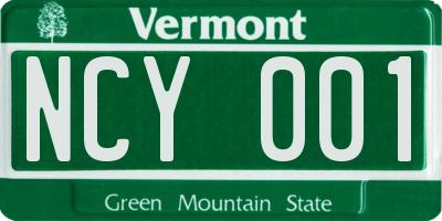 VT license plate NCY001