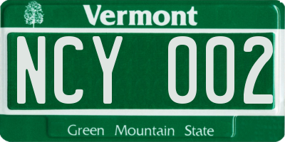 VT license plate NCY002
