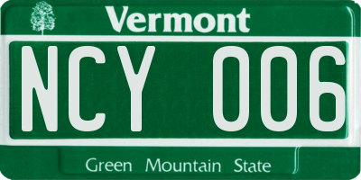 VT license plate NCY006