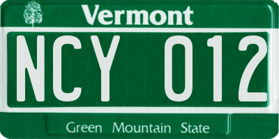 VT license plate NCY012