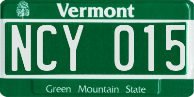 VT license plate NCY015