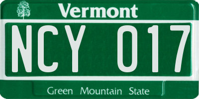 VT license plate NCY017