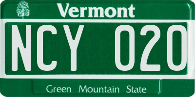 VT license plate NCY020