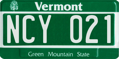 VT license plate NCY021