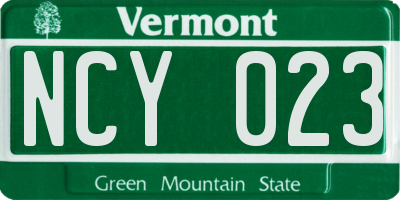 VT license plate NCY023