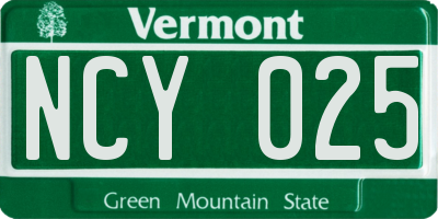 VT license plate NCY025