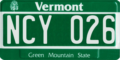 VT license plate NCY026