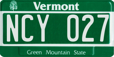 VT license plate NCY027