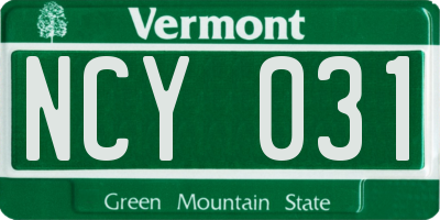 VT license plate NCY031
