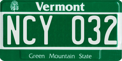VT license plate NCY032