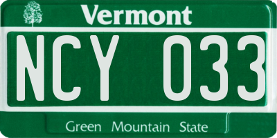 VT license plate NCY033