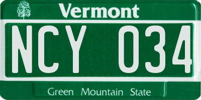 VT license plate NCY034