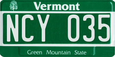 VT license plate NCY035